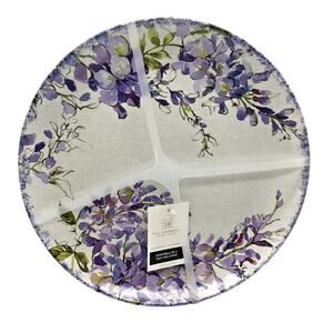 4pc Rachel Ashwell Farmhouse Purple Floral Melamine Salad Plates 9" NEW
